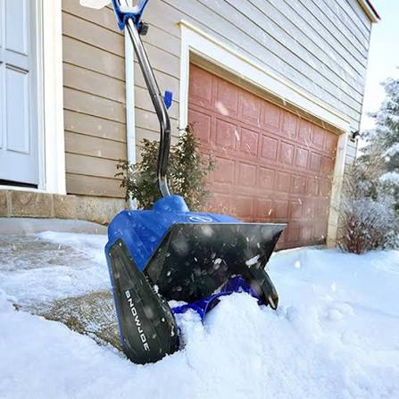 Snow Joe 24V iON+ Cordless Snow Shovel, Blue and Black, 13 Inch, with 4Ah Battery, Quick Charger, Battery Holder, Cover