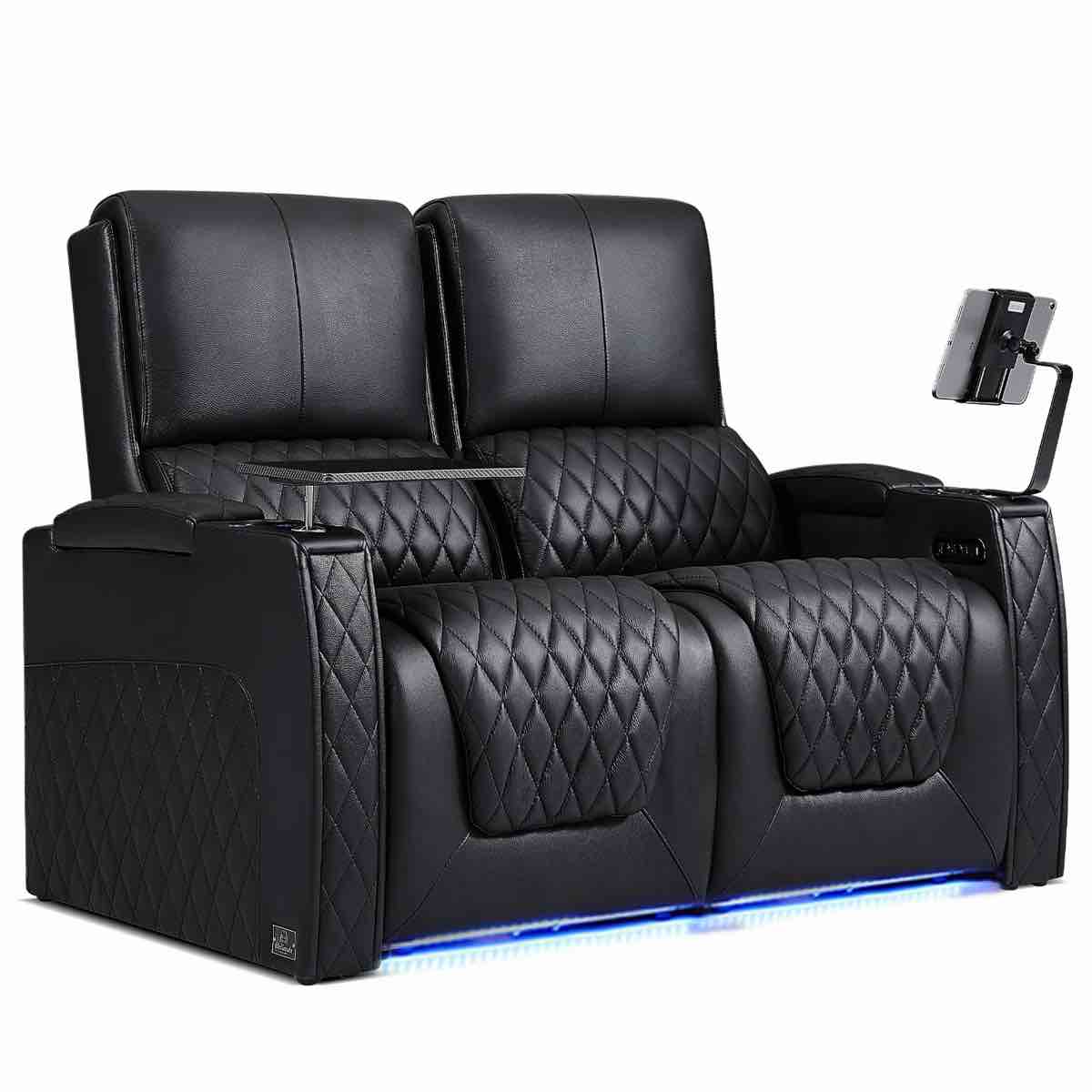 Condition photo showing Good Condition for Haiylee Zero Gravity Home Theater Seating Top Grain Leather Recliner Sofa Power Headrest Footrest By Wildon Home- SEE DESCRIPTION