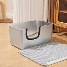 yangbaga extra large stainless steel litter box, leak proof 12 inches high sides for urine & litter trapping, easy entry for kittens, older cats,non-stick,non-slip,no sharp edges