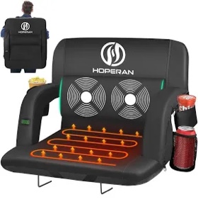 hoperan massage heated stadium seats for bleachers with back support & lumbar pillow, 3 level heating & 6 modes massage portable heated stadium chairs for bleachers