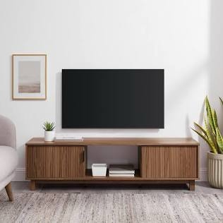 Walker Edison ARUM3FMO 16 x 15.75 x 70 in. 2 Door TV Stand with Reeded Front&44; Mocha