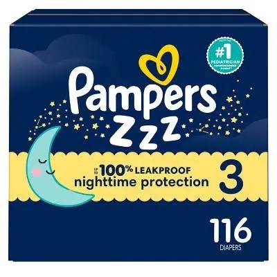 pampers swaddlers overnights diapers enormous pack - size 3 - 116ct