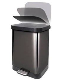 glad 20 gallon / 75.5 liter extra capacity stainless steel step trash can with cloroxtm odor protection, pewter