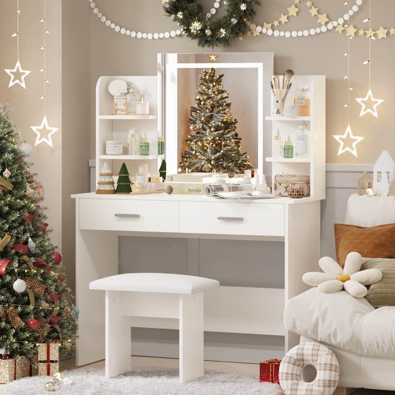 Greyden Vanity Set with LED Mirror & Stool