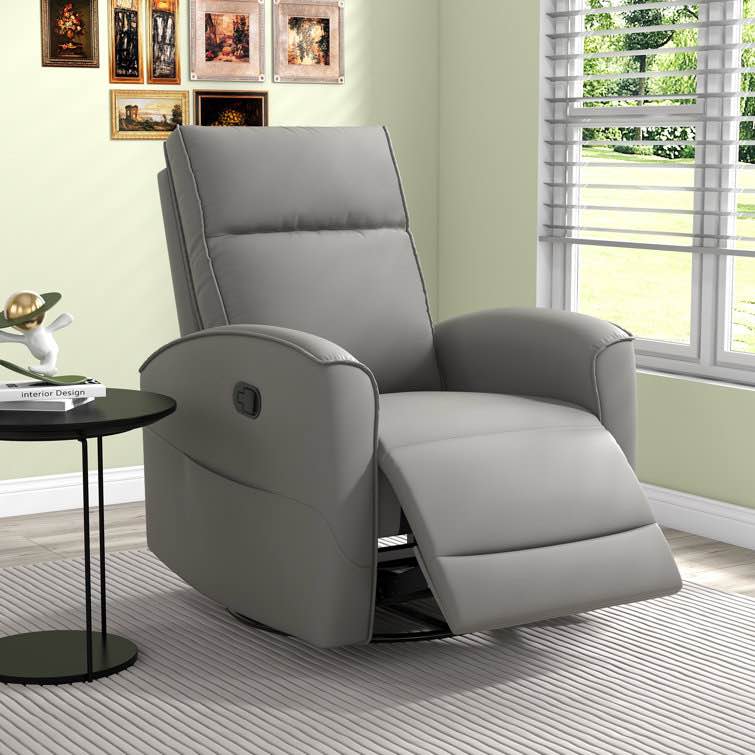 30.7'' Wide Modern and Overstuffed Soft Vegan Leather Manual Swivel and Rocker Recliner