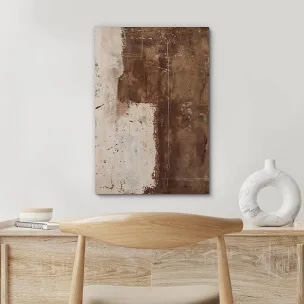 Mid Century Shape Dark Brown Neutral Abstract Shapes Large Rustic Framed Art Decor Minimalist M20