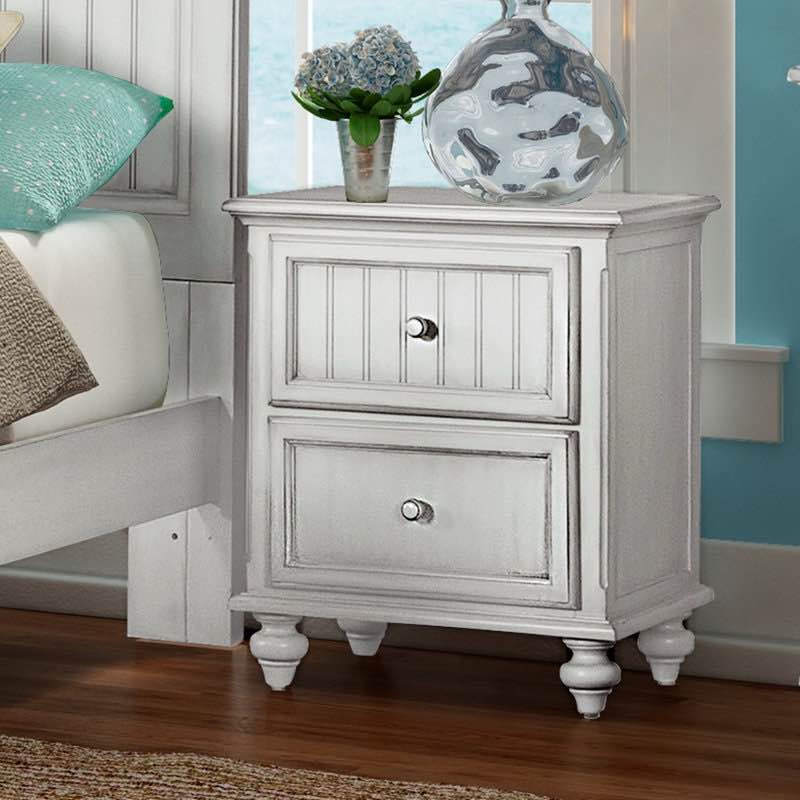 Kolya Coastal 2 Drawer Solid Wood Nightstand with USB & Power Port - On Sale