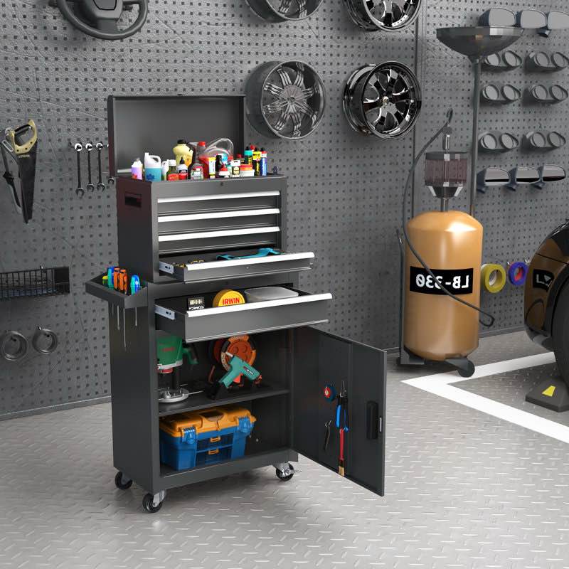 tool chest, 5-drawer rolling tool chest with locking system & detachable top, drawers for garage warehouse repair shop