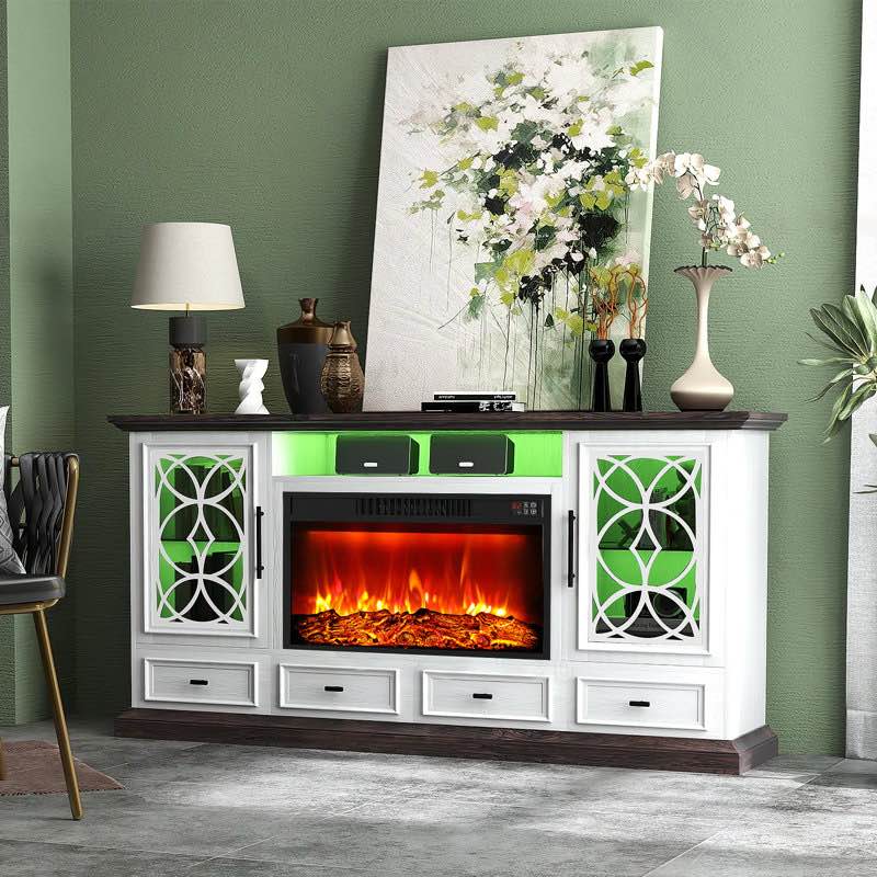 Lghm 70" Fireplace Mantel-white&brown