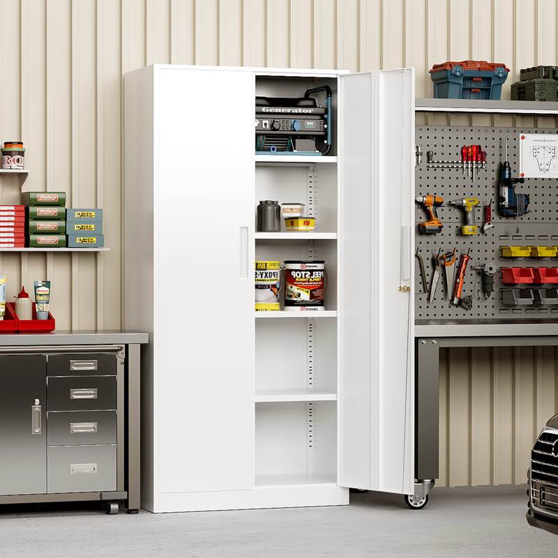 lakenzie  5 - shelf steel storage cabinet with lock (72" h x 32" w x 16" d)