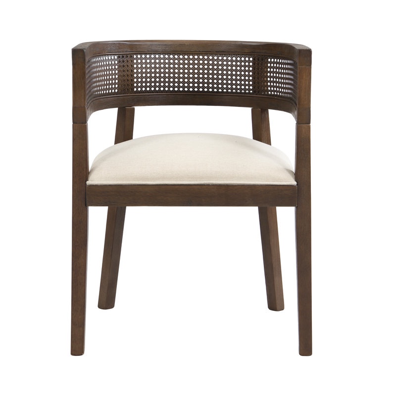 Chassidi Wood And Rattan Upholstered Arm Chair