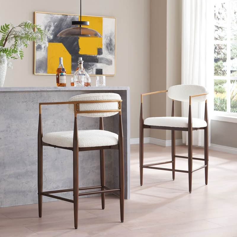 Maconay Breck Fabric And Iron 25 Inch Counter Stools (Set Of 2)
