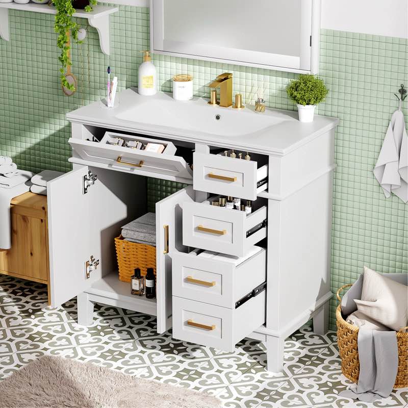 Bathroom Vanity with 4 Soft-Close Doors & 4 Drawers