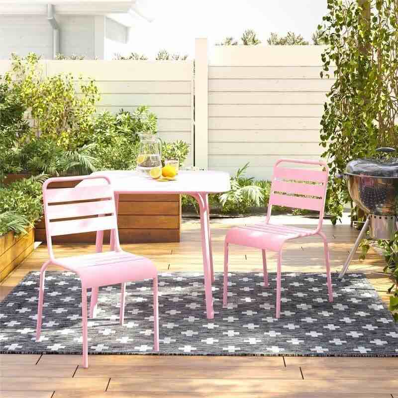 822B metal outdoor chair pink