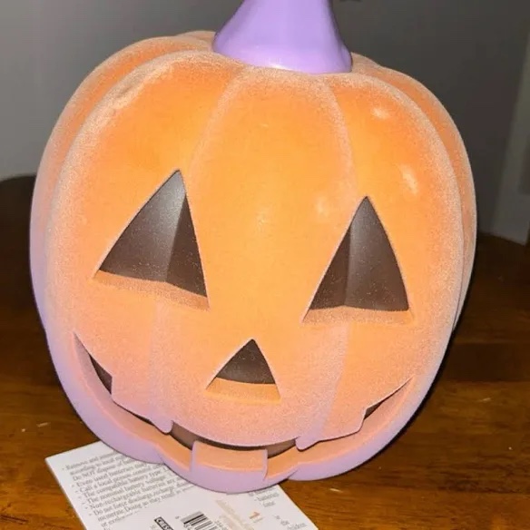 Set of 2 Orange and purple jack-o-lantern light up pumpkin