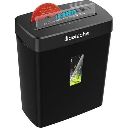 Woolsche Paper Shredder - 10-Sheet Cross Cut with 3.43-Gallon Basket - P-4 Security Level - 3-Mode Design - Shreds CD and Credit Card - Durable, Fast, and Jam Proof for Home Office (ETL Certified)