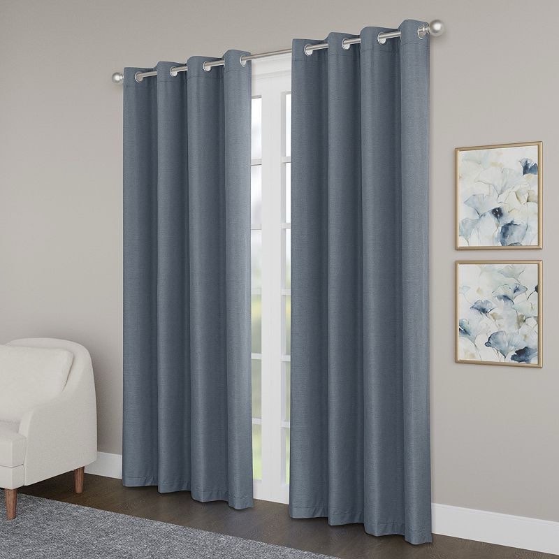 Awesome Home Blackout Brushed Texture Grommet Set of 2 Window Curtain 52x96 river blue