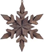 2 Sunset Vista Designs Solid Wood Holiday Sculpture - Into The Woods Collection, 14-Inch, Brown Snowflake Small
