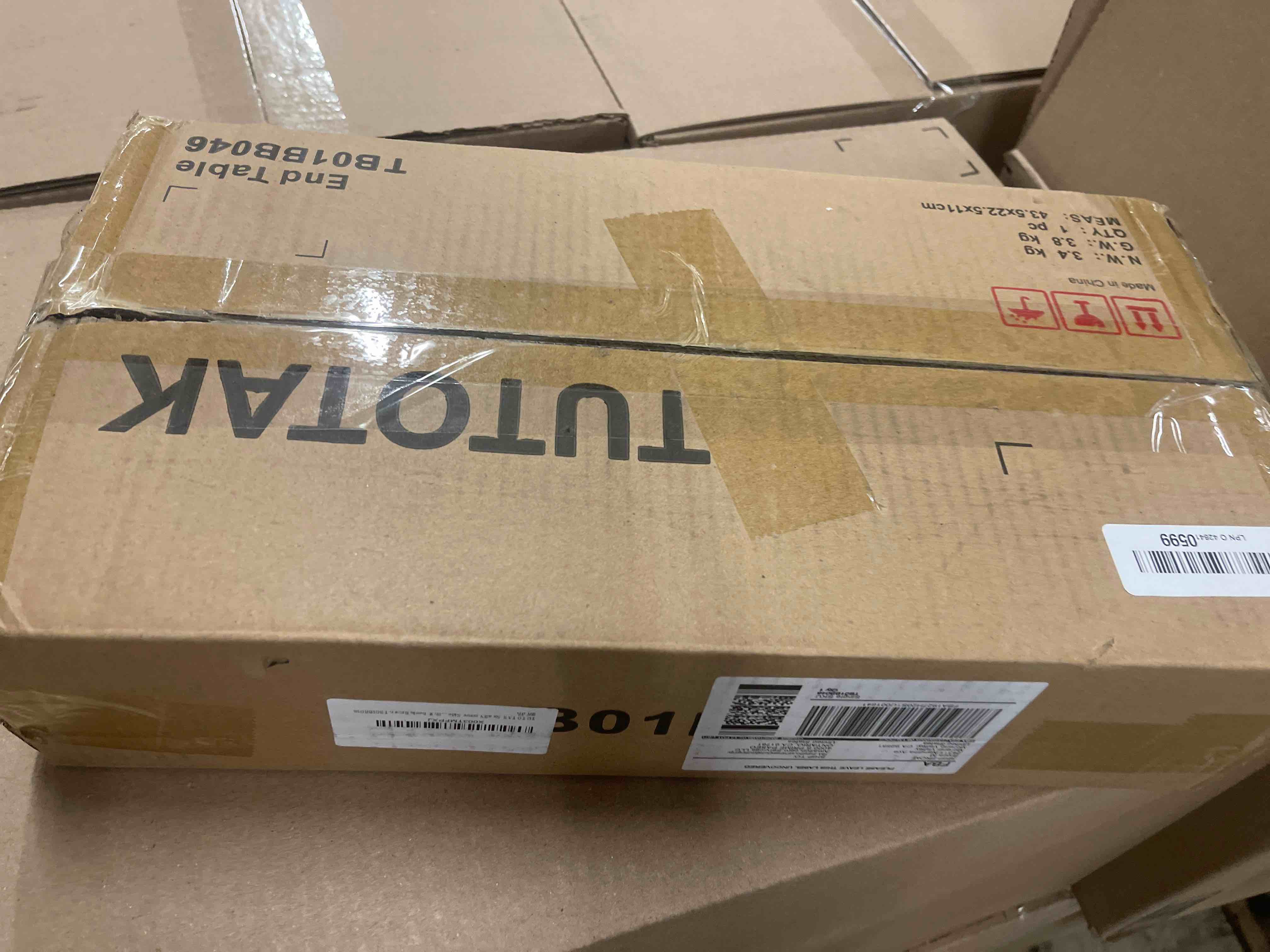 Condition photo showing New/Like New for TUTOTAK Small Narrow Side Table with Charging Station, Skinny End Table for Small Spaces, Slim Nightstand with USB Ports and Outlet, Sofa Beside Table with Wheels, Brown TB01BB046 1 Brown