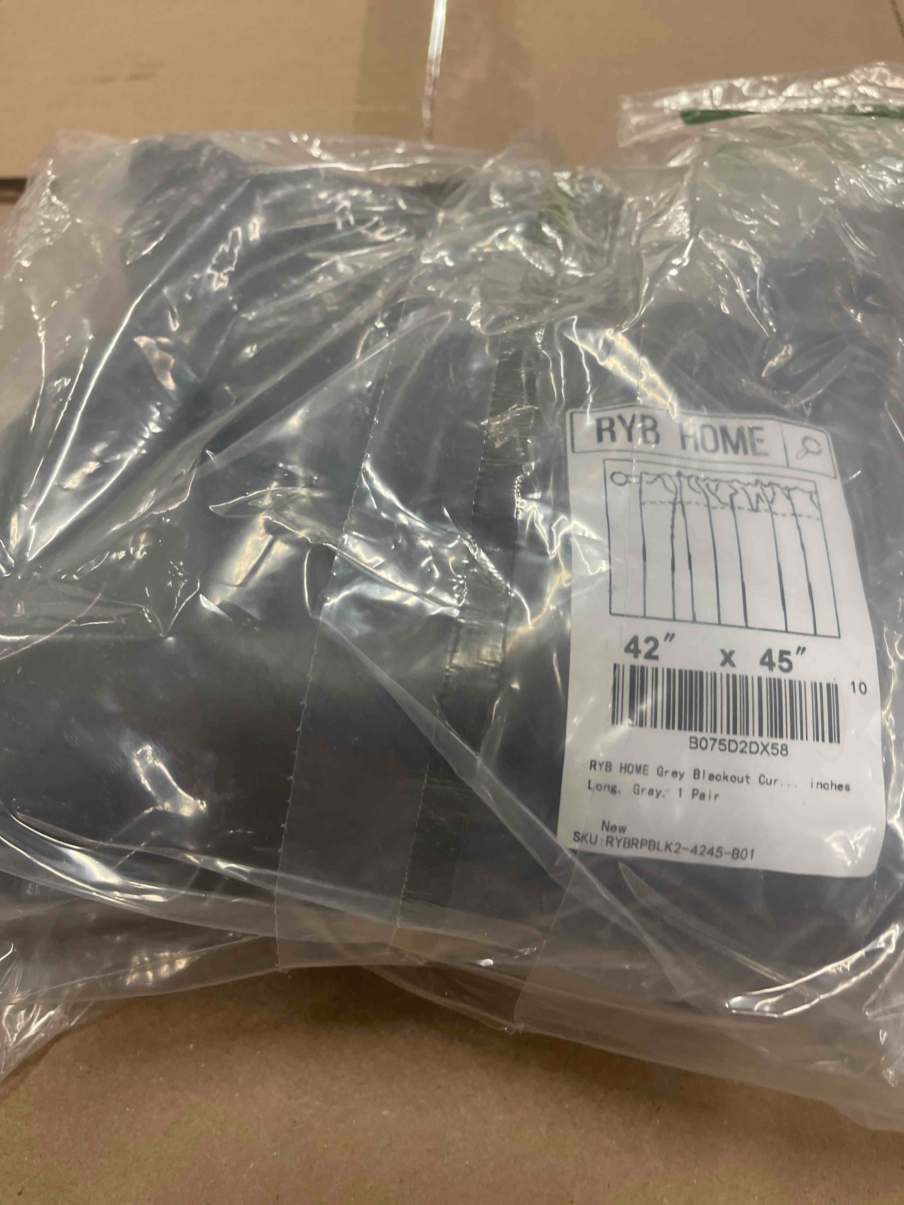 Condition photo showing New/Like New for RYB HOME Grey Blackout Curtains - Thermal Insulated Noise Reducing Energy Efficiency Small Window Decor for Kitchen Bedroom Bathroom, 42 inches Wide x 45 inches Long, Gray, 1 Pair Grey 42"W x 45"L (Pack of 2)