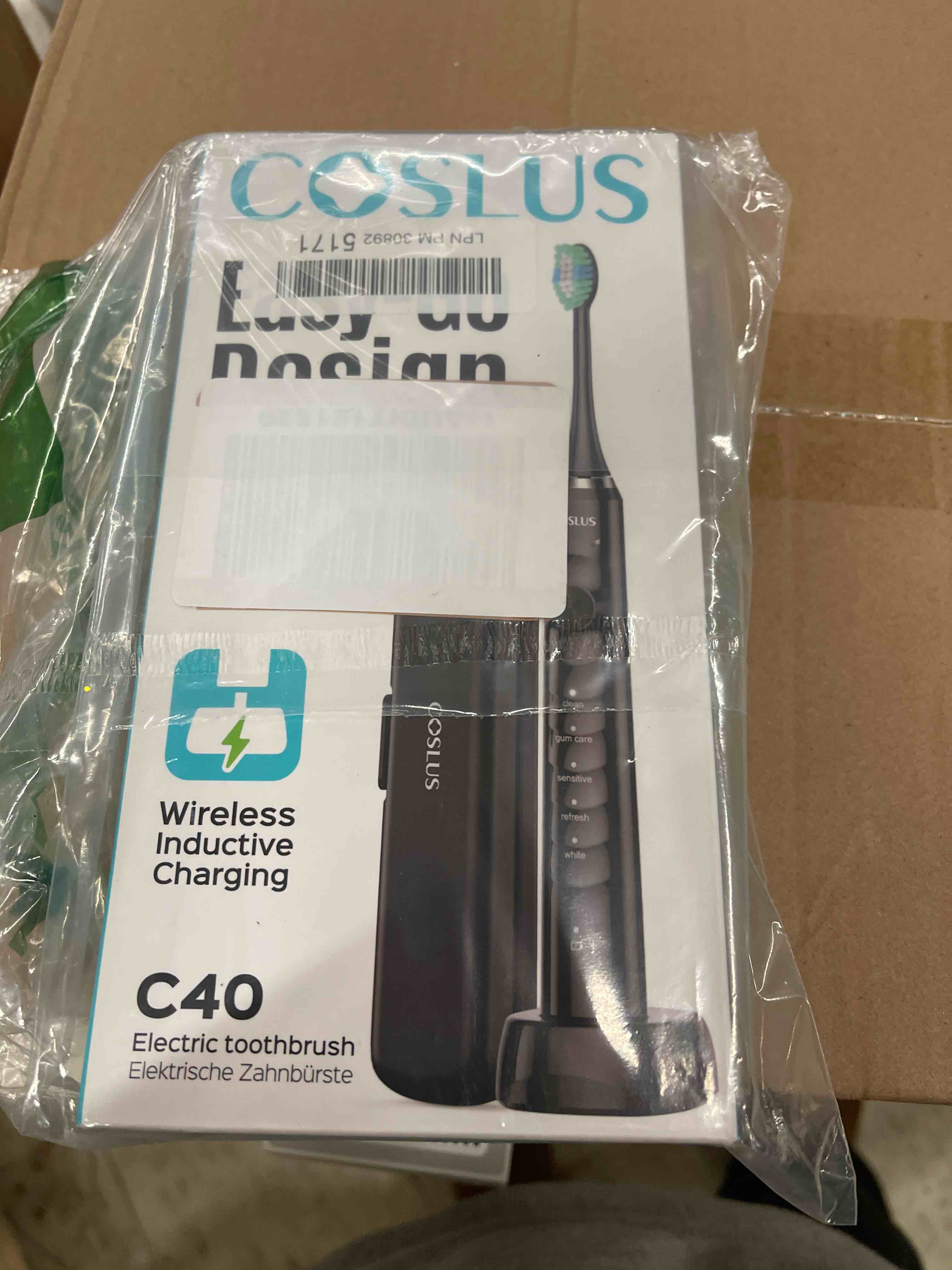 Condition photo showing New/Like New for COSLUS Sonic Electric Toothbrush for Adults: 47000 VPM for Deep Cleaning & Whitening with Travel Case - 5 Modes for Sensitive Teeth & Braces, Wireless Charging, 6 Brush Heads for Family, Black (1PC)