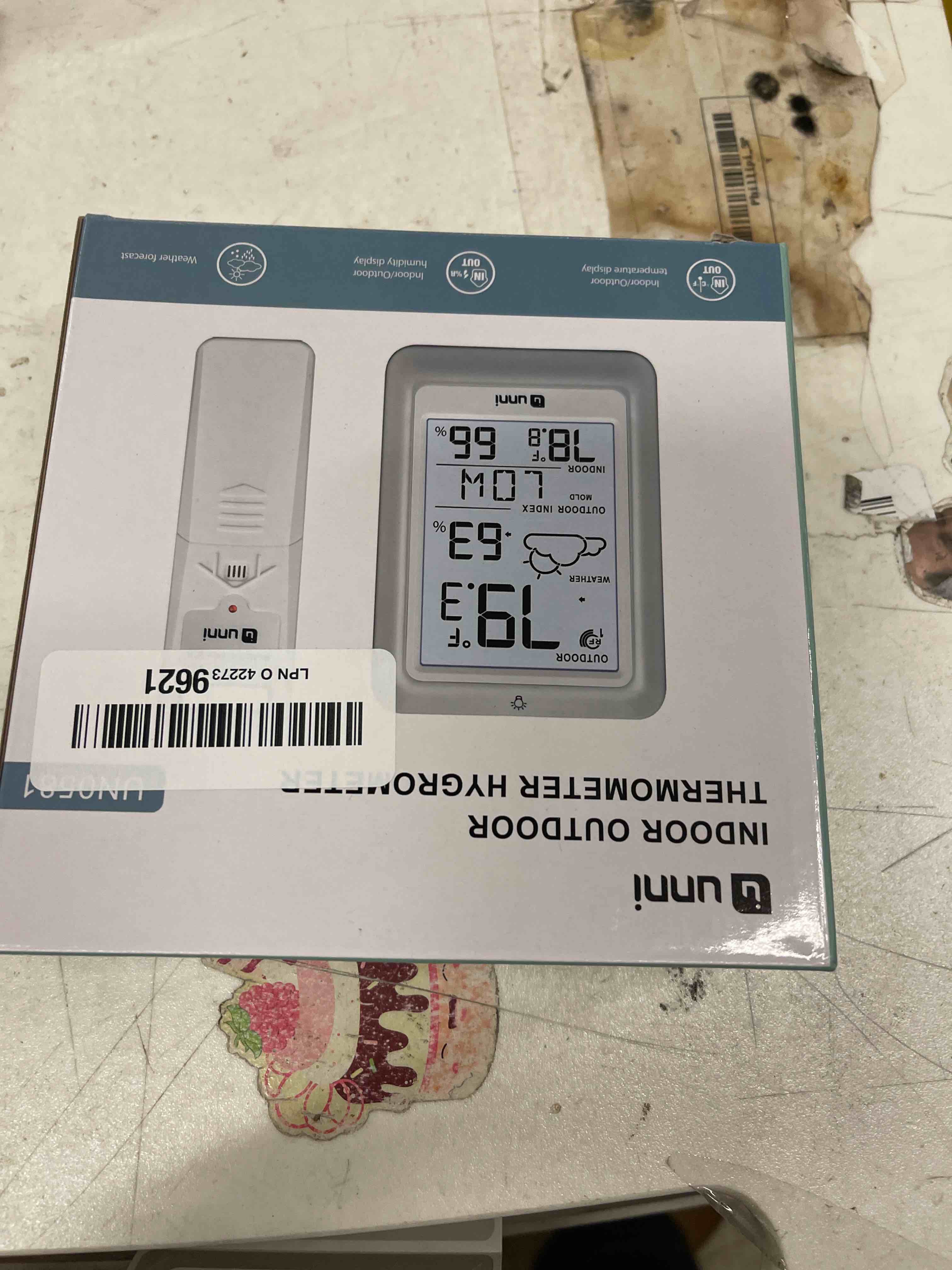 Condition photo showing New/Like New for Indoor Outdoor Thermometer Hygrometer Wireless Weather Station, Temperature Humidity Monitor Battery Powered Inside Outside Thermometers with 330ft Range Remote Sensor and Backlight Display White+Grey