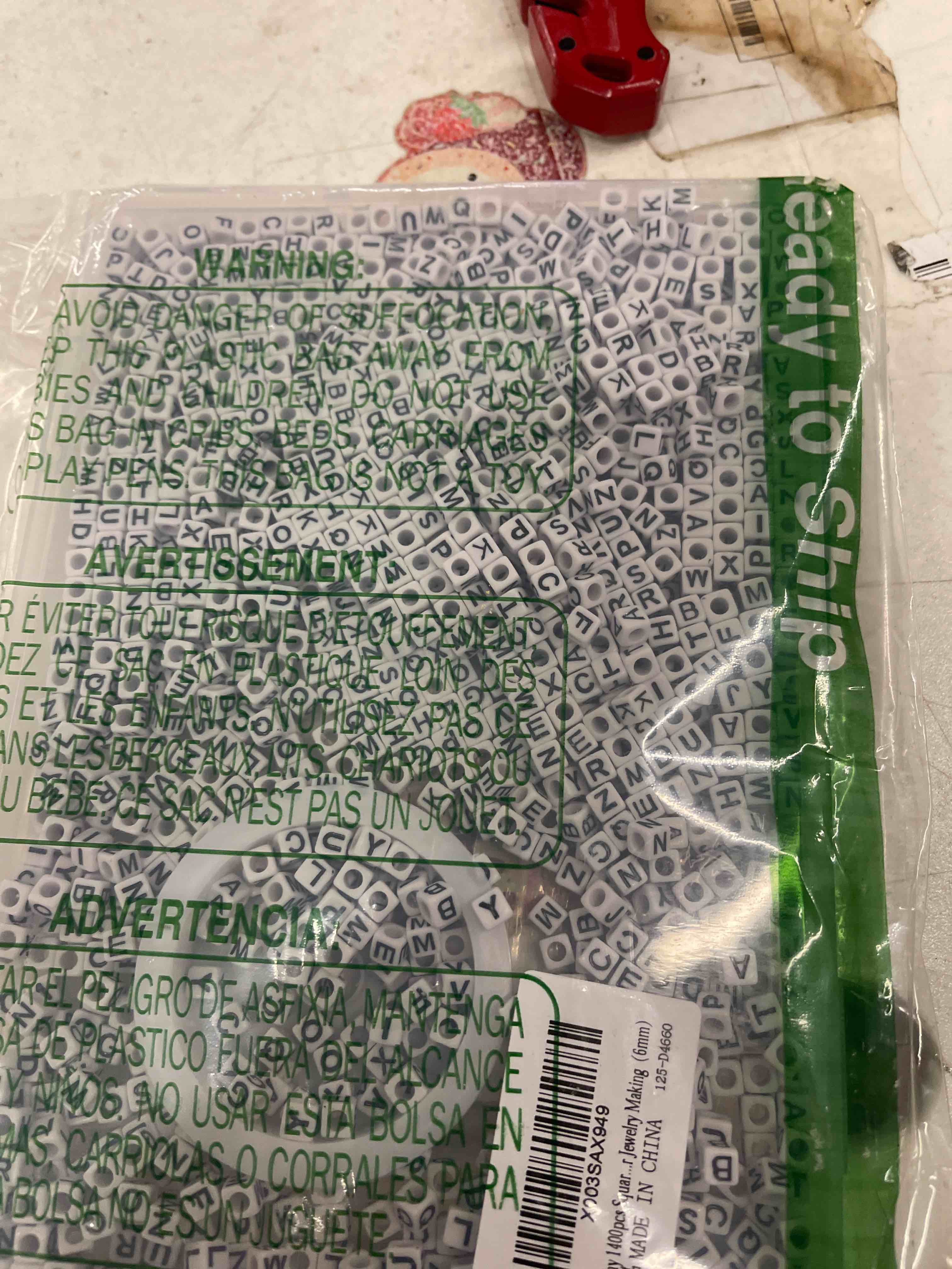 Condition photo showing New/Like New for Augshy 1400pcs Square Acrylic Alphabet Beads Bracelet A-Z Cube Letters Beads for Bracelets Necklaces Phone Lanyard Making with 1 Roll 10M Crystal String Cord for Jewelry Making(6mm)