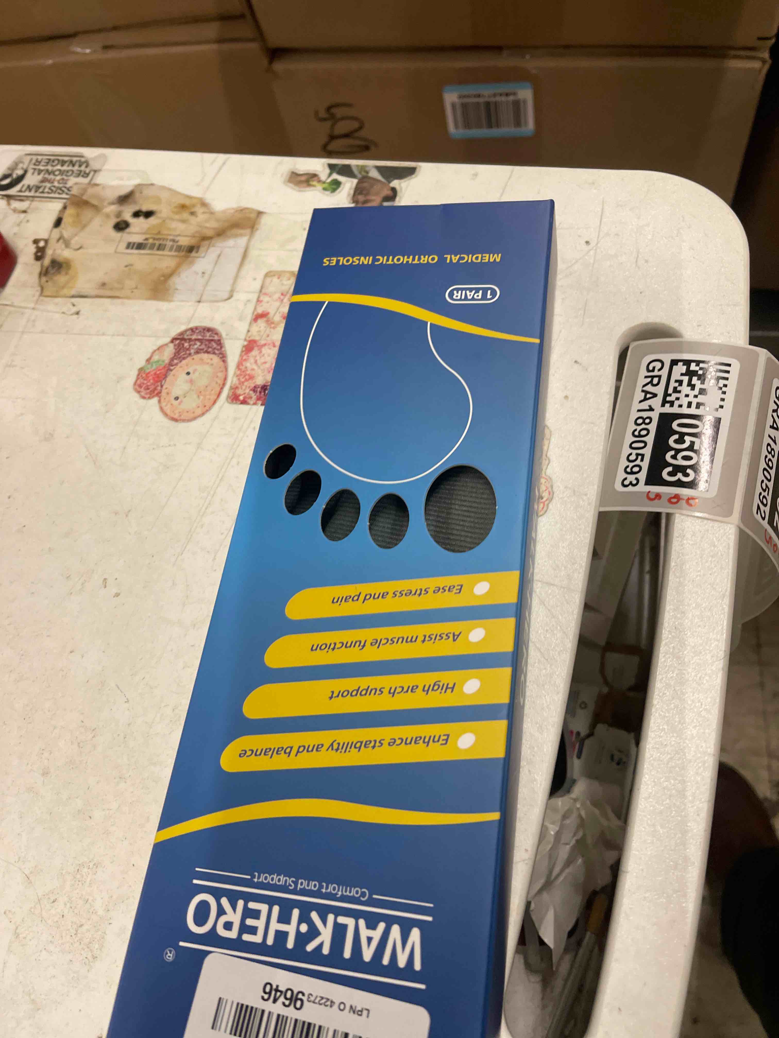 Condition photo showing New/Like New for Plantar Fasciitis Feet Insoles Arch Supports Orthotics Inserts Relieve Flat Feet, High Arch (Mens 10-10 1/2 | Womens 12-12 1/2) Gray Mens 10 - 10 1/2 | Womens 12 - 12 1/2