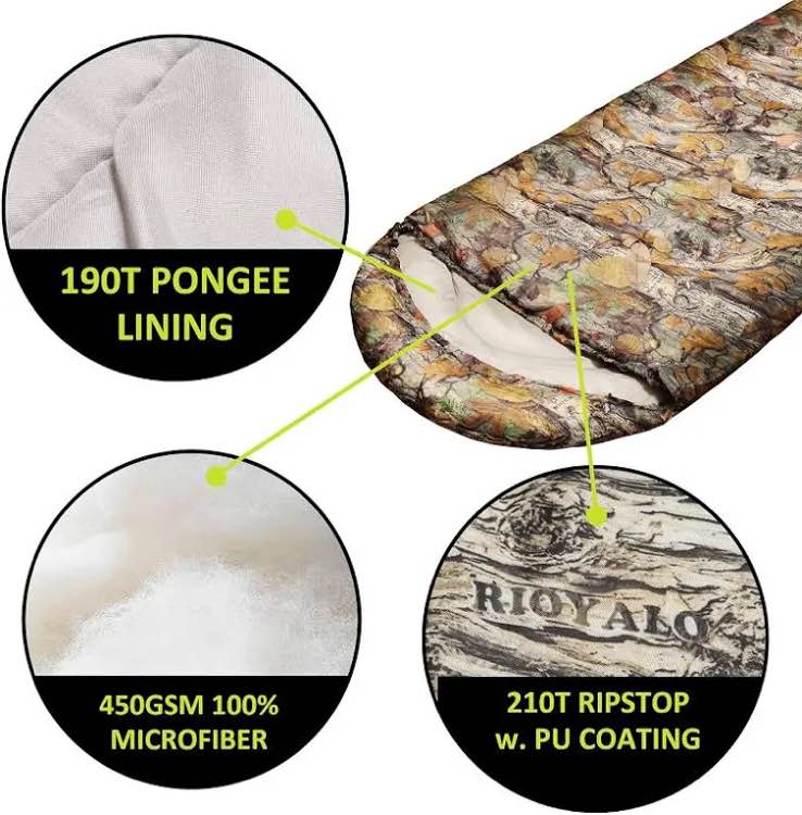 Condition photo showing New/Like New for 0 Degree Winter Sleeping Bags for Adults Camping -Temp Range (5F - 32F) Portable Waterproof Compress camouflage
