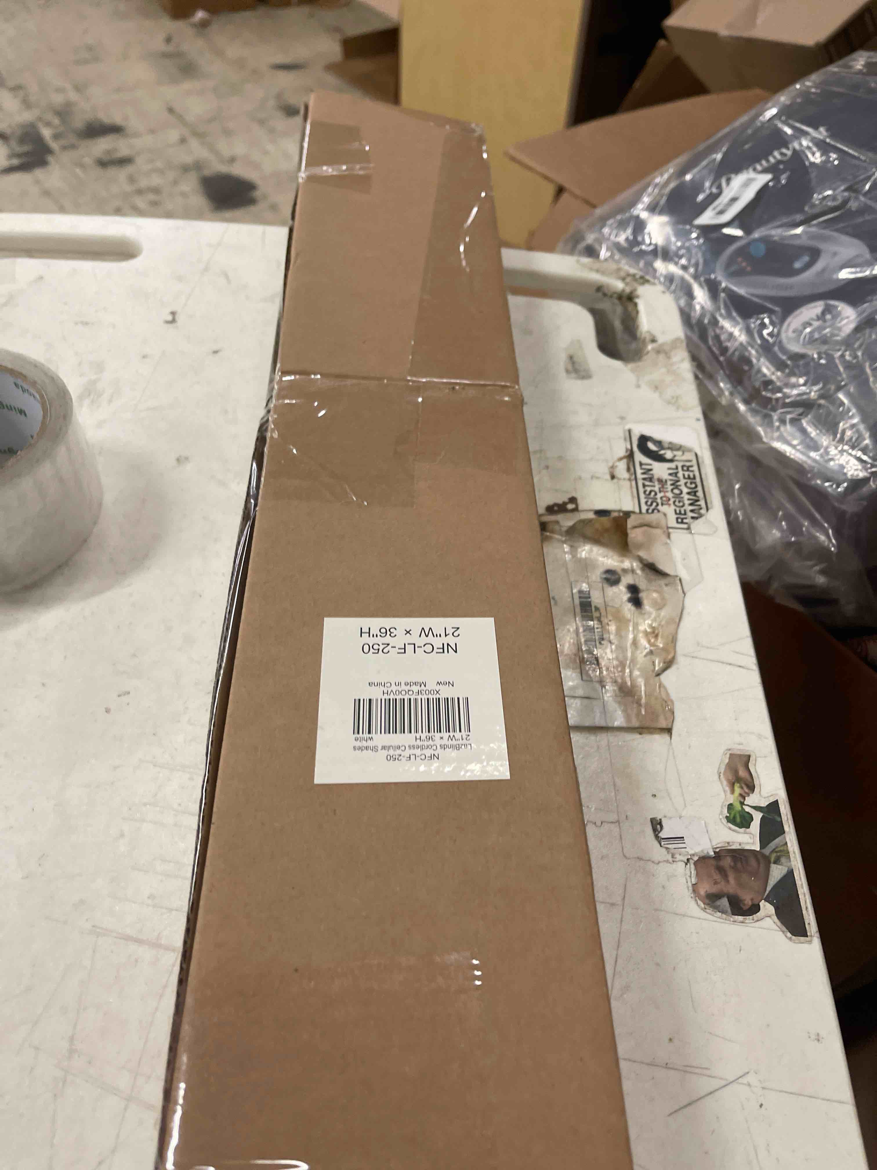 Condition photo showing New/Like New for LazBlinds Cordless Cellular Shades, No Tools No Drill Light Filtering Honeycomb Shades Pleated Blinds for Windows, 21'' W x 36'' H, White Light Filtering-white 21'' W x 36'' H