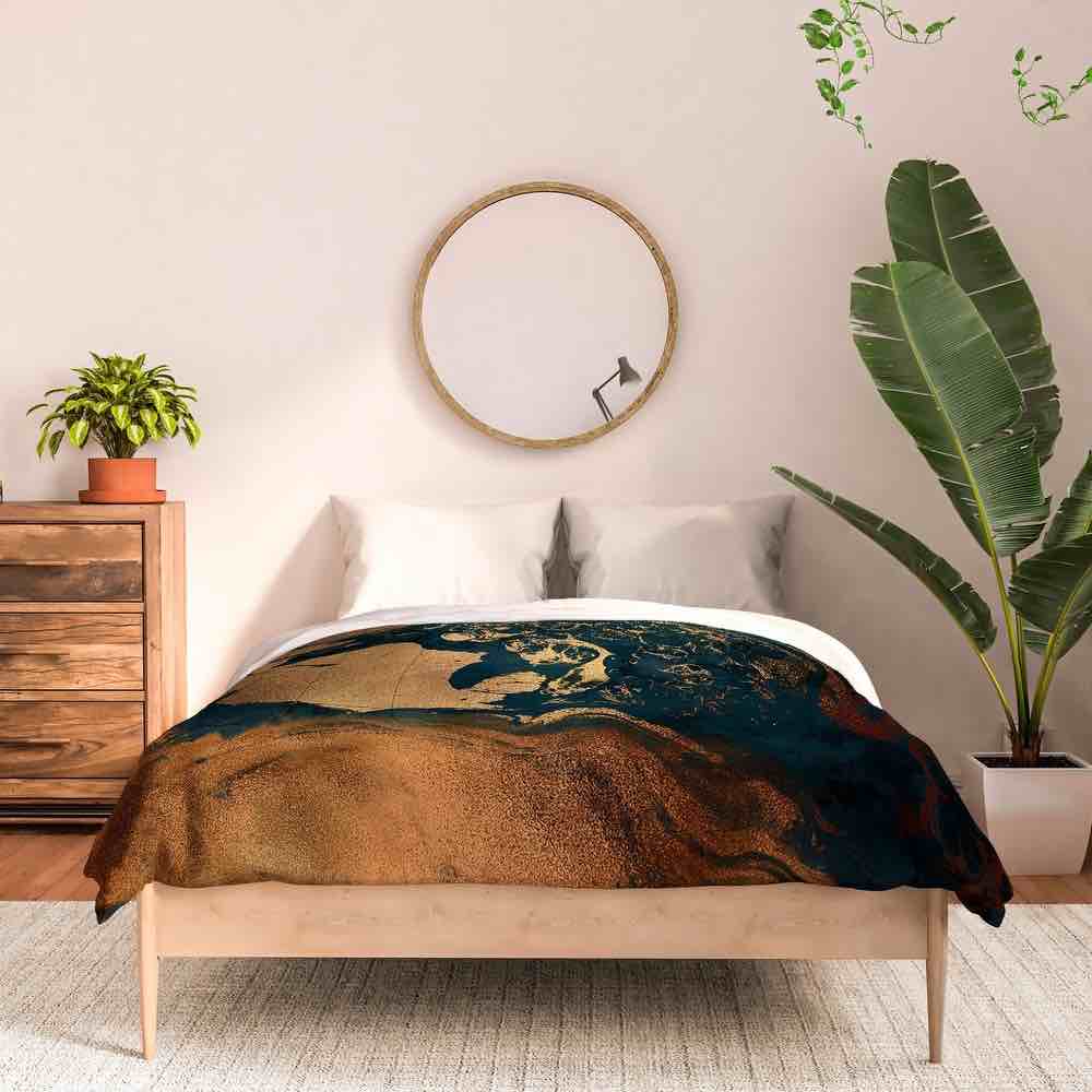 Utart Emerald Indigo And Copper Glam King Comforter Set