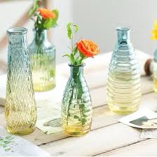 Glass Bud Vase in Bulk, Retro Small Vases for Flowers, Clear Bud Vases for Centerpieces, Mini Vintage Glass Vase Bottles for Rustic Wedding Decorations, Home Bookshelf Office Table Decoration (5PCS)