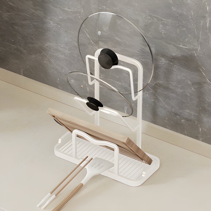 Tiger Mr. Kitchen Countertop Pot Lid Holder, Multi-Functional Cutting Board And Lid Organizer, Space-Saving Storage Solution For Home
