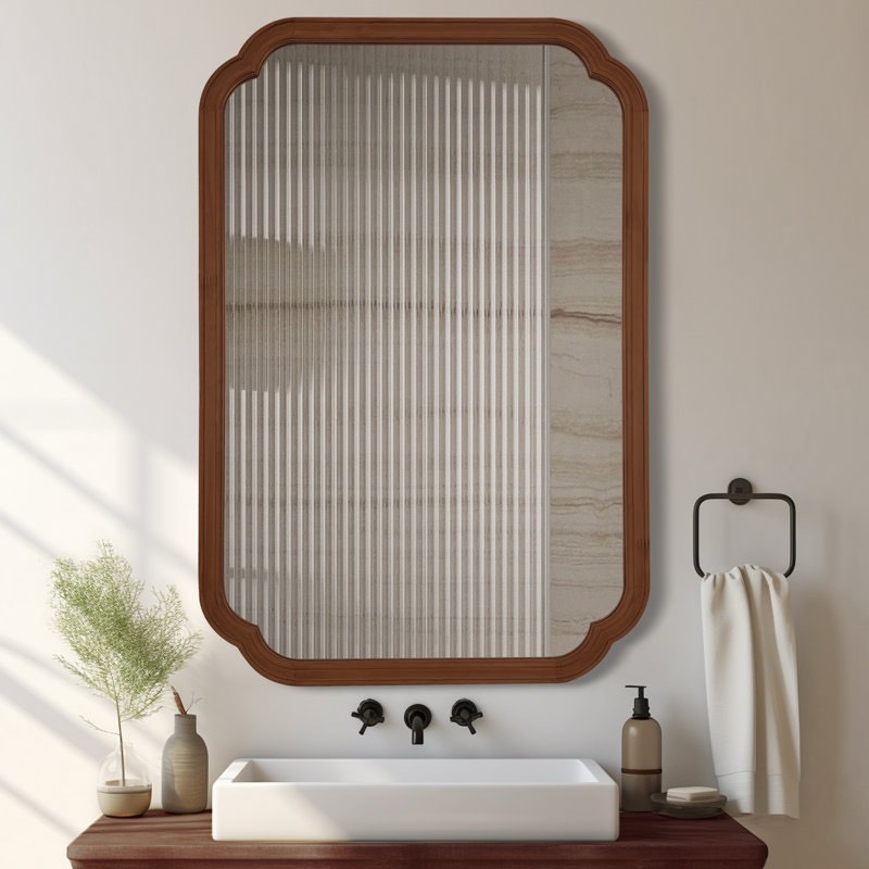 ali wood accent wall mirror for bathroom, farmhouse mirror decorative mirror 40x30”