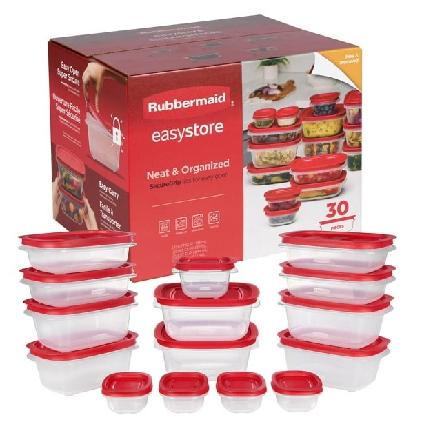 rubbermaid easystore containers with lids, 30-piece set