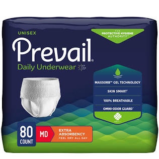 Prevail Daily Underwear  Incontinence  Disposable  Extra Absorbency  Medium  20 Ct (Pack of 4) (1 item per bid)
