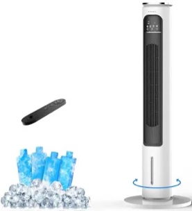 3-IN-1 Portable Air Conditioners Tower Fan, 37'' Evaporative Air Cooler w/Remote, 2.5L Water Tank With 4 Ice Packs, 12H Smart Timer & 70° Oscillating, 3Speeds For Bedroom Living Room Office