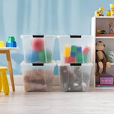 IRIS USA 54 Qt Stackable Plastic Storage Bins with Lids, 6 Pack - BPA-Free, Made in USA - See-Through Organizing Solution, Latches, Durable Nestable Containers, Secure Pull Handle - Clear