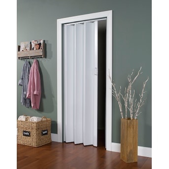 Spectrum Oakmont 48-in x 96-in Universal Handing White Vinyl Accordion Door ( Hardware Included )