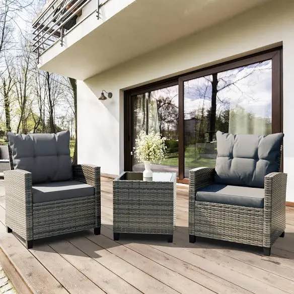 Lark Manor Arlayne 2 - Person Outdoor Rattan Patio Set with Cushions Navy Blue 