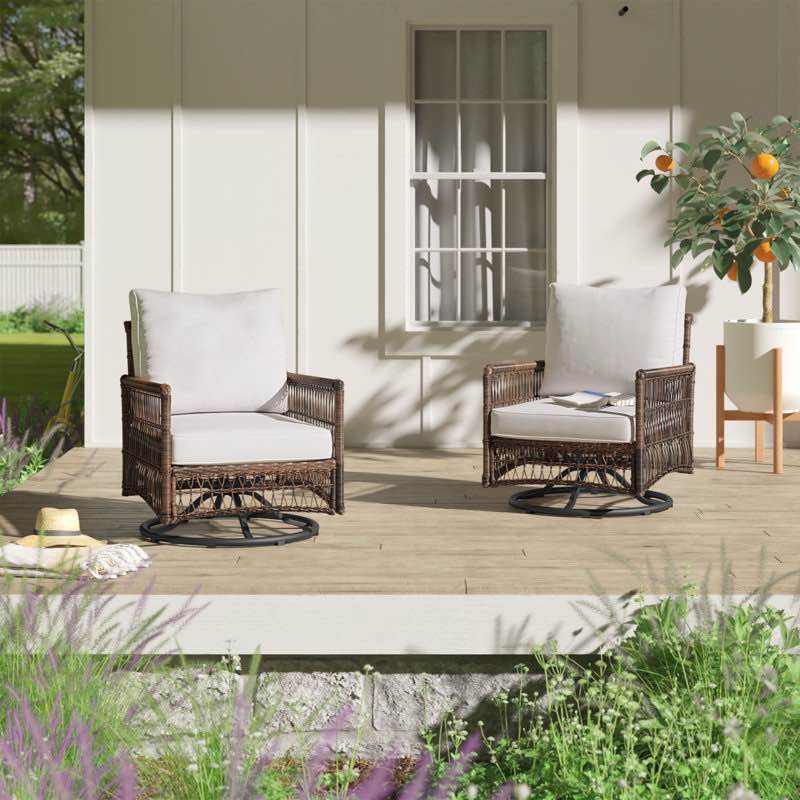 Outdoor Edith Rocking Swivel Chair with Cushions set of 1