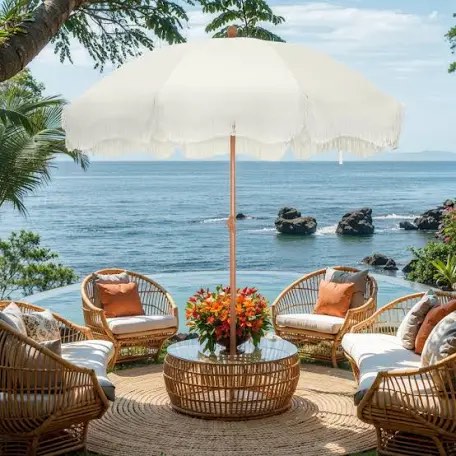 sharniece 7ft patio umbrella with fringe outdoor tassel umbrella white 