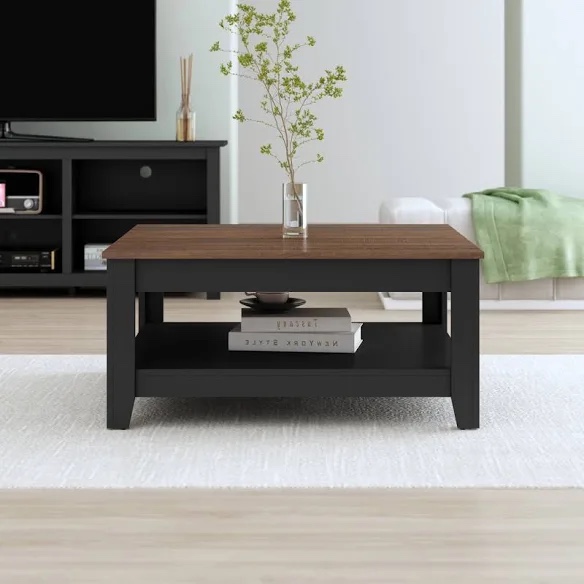 weddel basilico coffee table with storage dusty walnut black 
