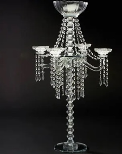 Beaded Crystal Candelabra with large flower bowl simply elegant 