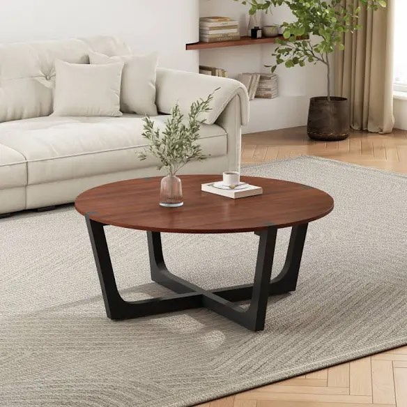 Gatlin Acacia Wood Coffee Table With X-Shaped Base