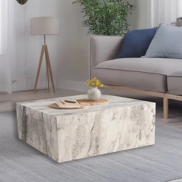 Elegant 35" x 35" Marble Coffee Table