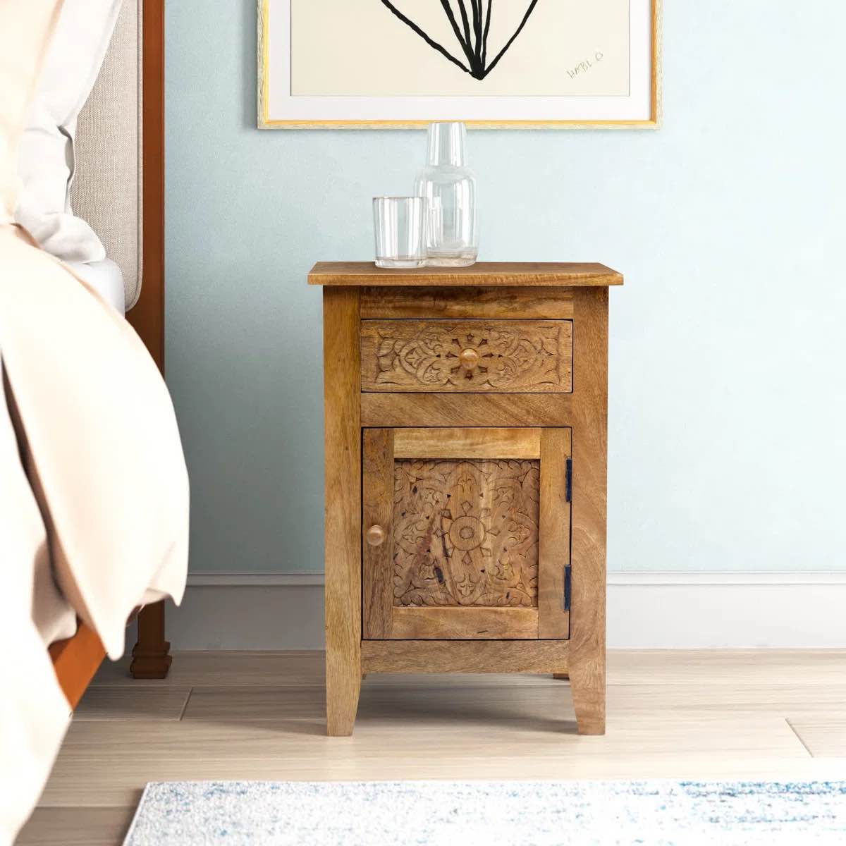 Courtlan Solid Wood End Table with Storage