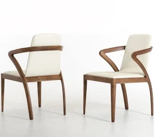 Modrest Falcon Modern Walnut and Cream Dining Chair - 1