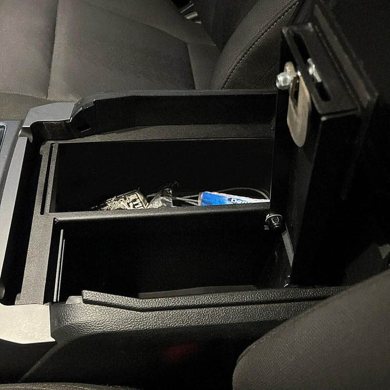 HECASA Center Console Safe Storage Box Compatible with 2015-2022 Ford F150 Raptors F250 F350 Super Duty Powder Coated Steel LYAM-123S