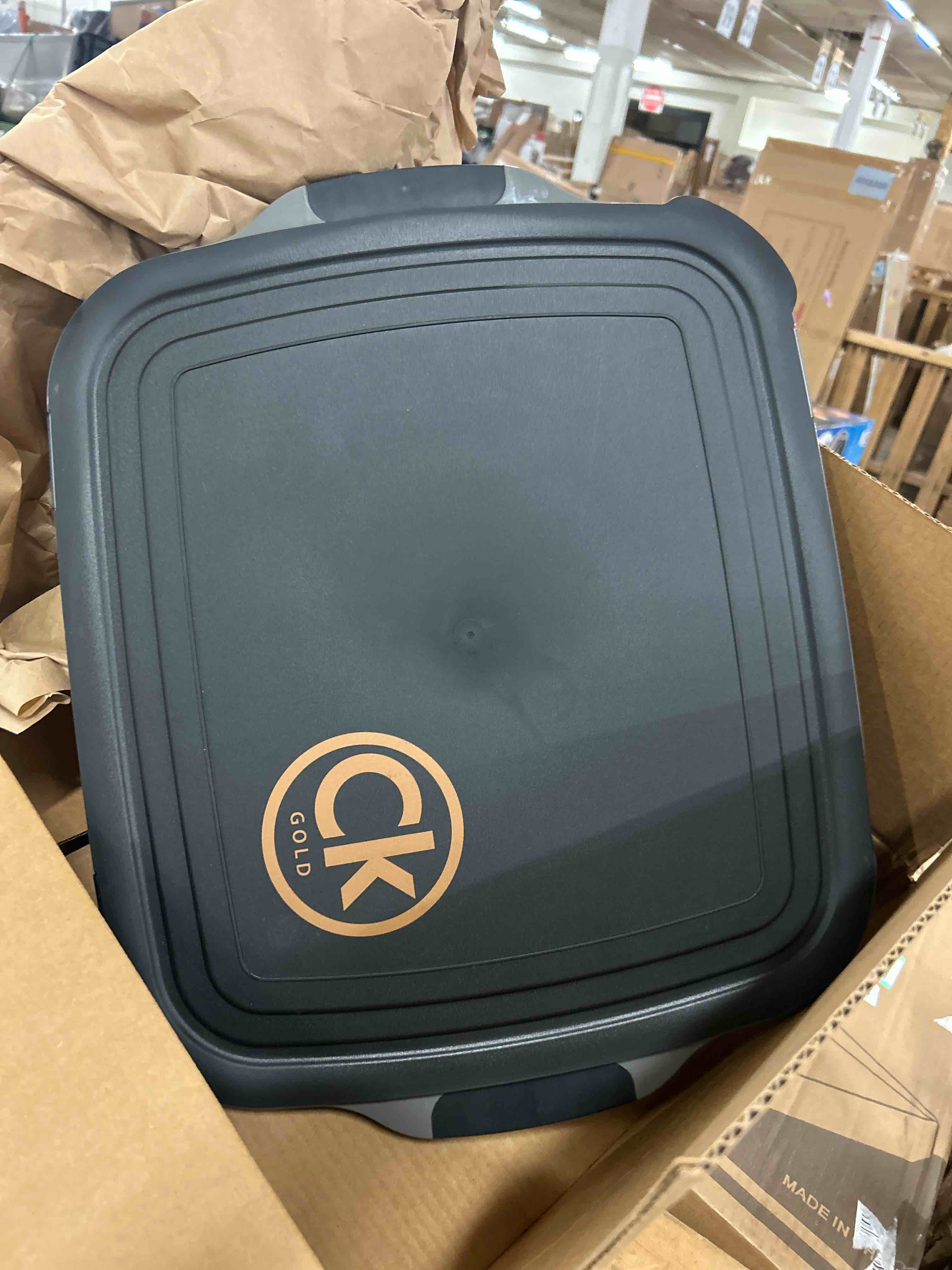 Condition photo showing New/Like New for new xl collapsible bbq prep tub with locking lid, cutting board & drain hole | bpa-free, food-grade, space-saving prep tubs for marinating, grilling, camping & outdoor cooking (black, 16l)